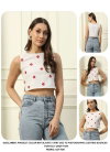 TOP014 White Multi Cotton Wholesale Western Ladies Crop Top In India